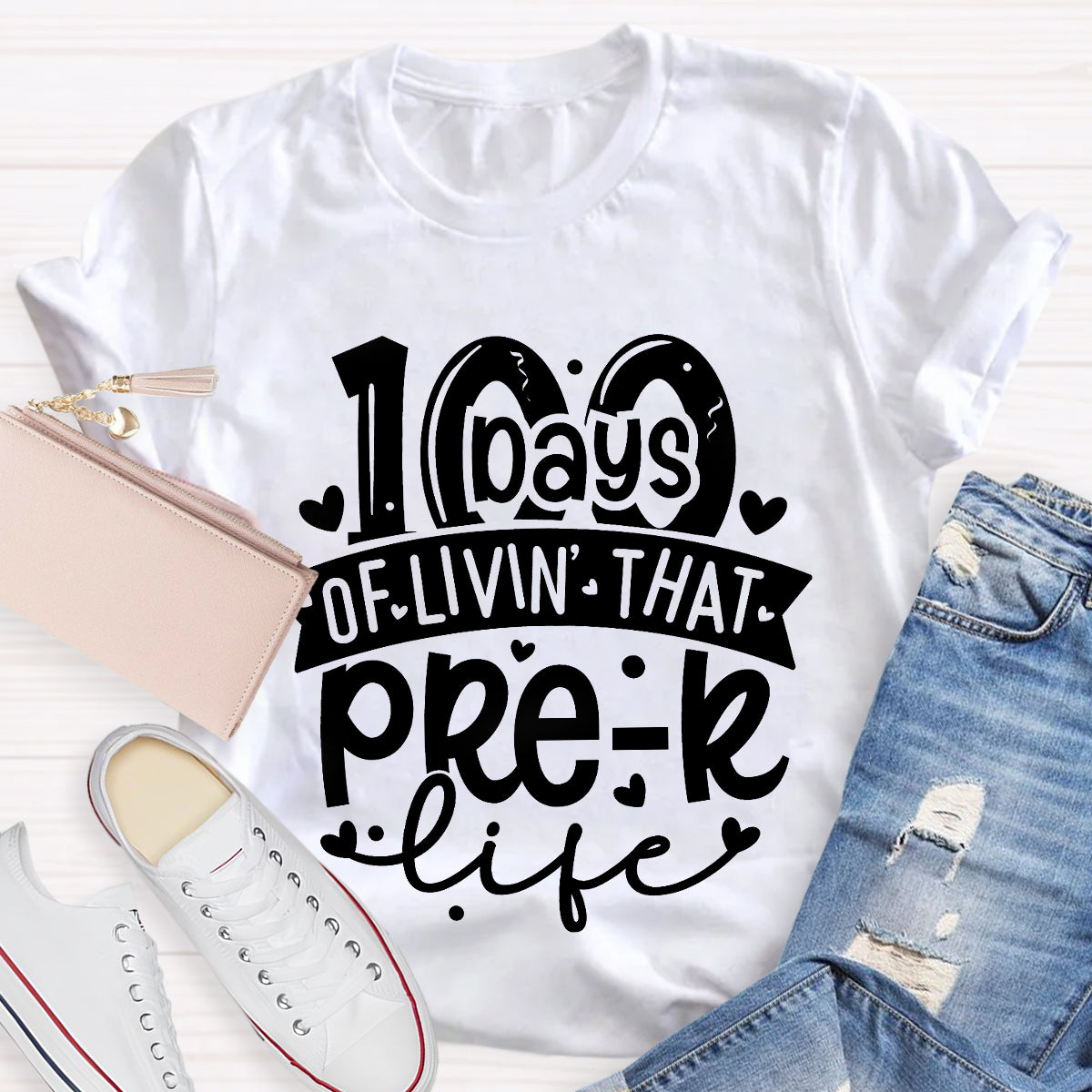 Personalized Grade 100 Days Of Livin' That Pre-K Life T-Shirt