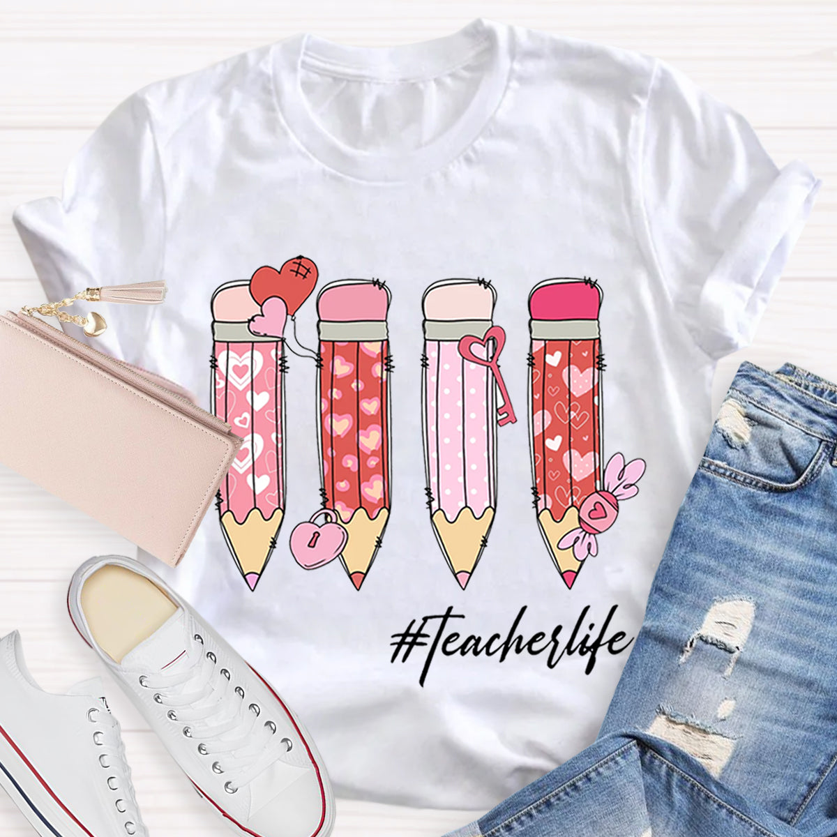 Valentine Pencils Teacher T-Shirt