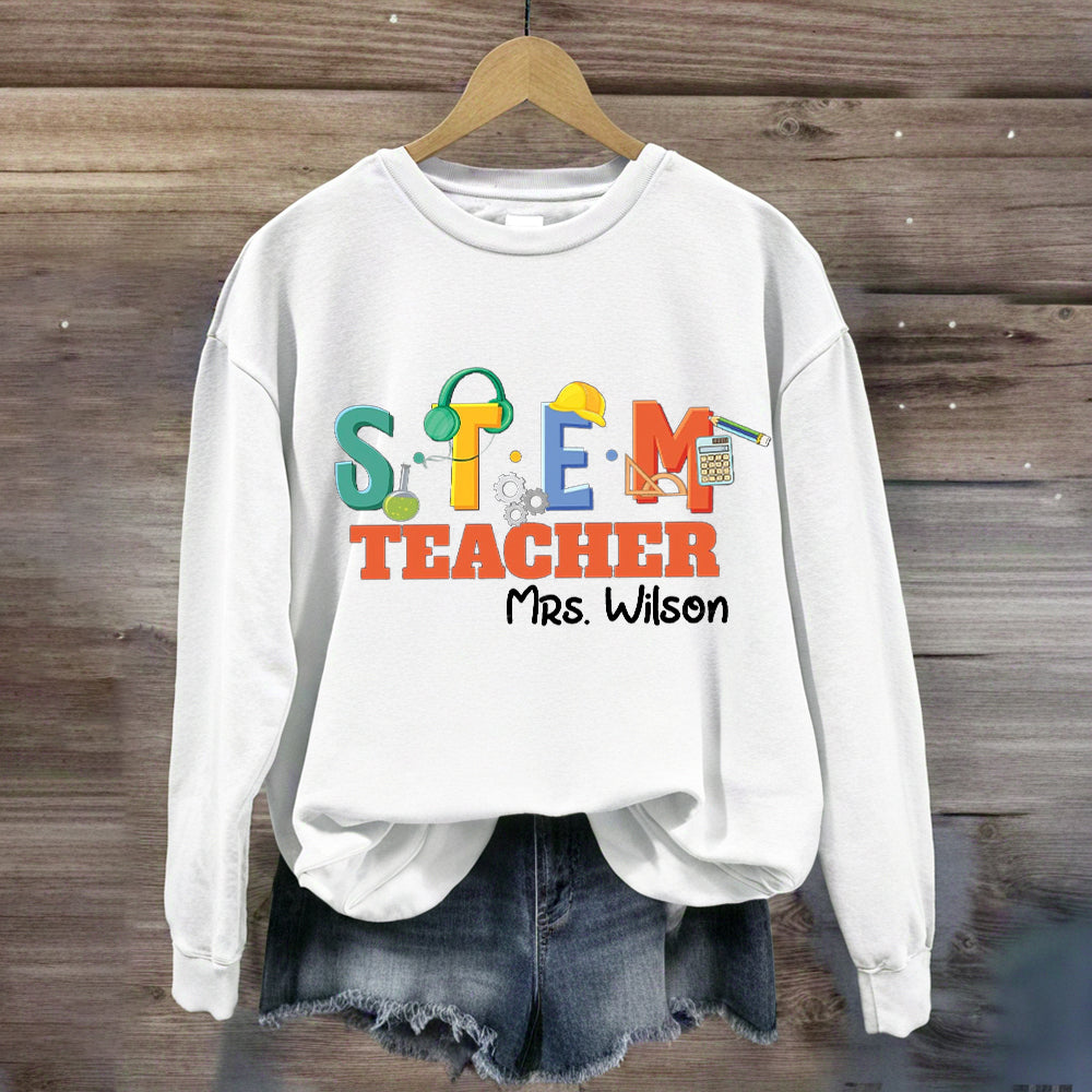 Personalized Name STEM Teacher Pencil Sweatshirt