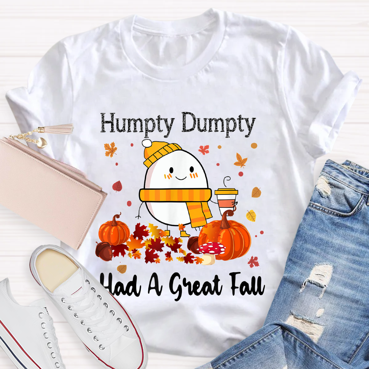 Humpty Happy Autumn Happy Fall Pumpkin T-Shirt