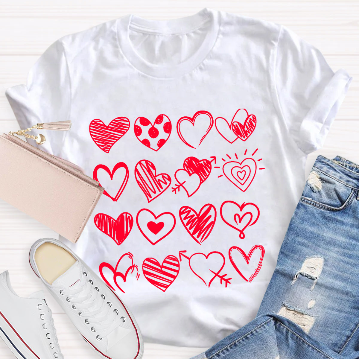 Cute Heart Valentine's Day Teacher T-Shirt