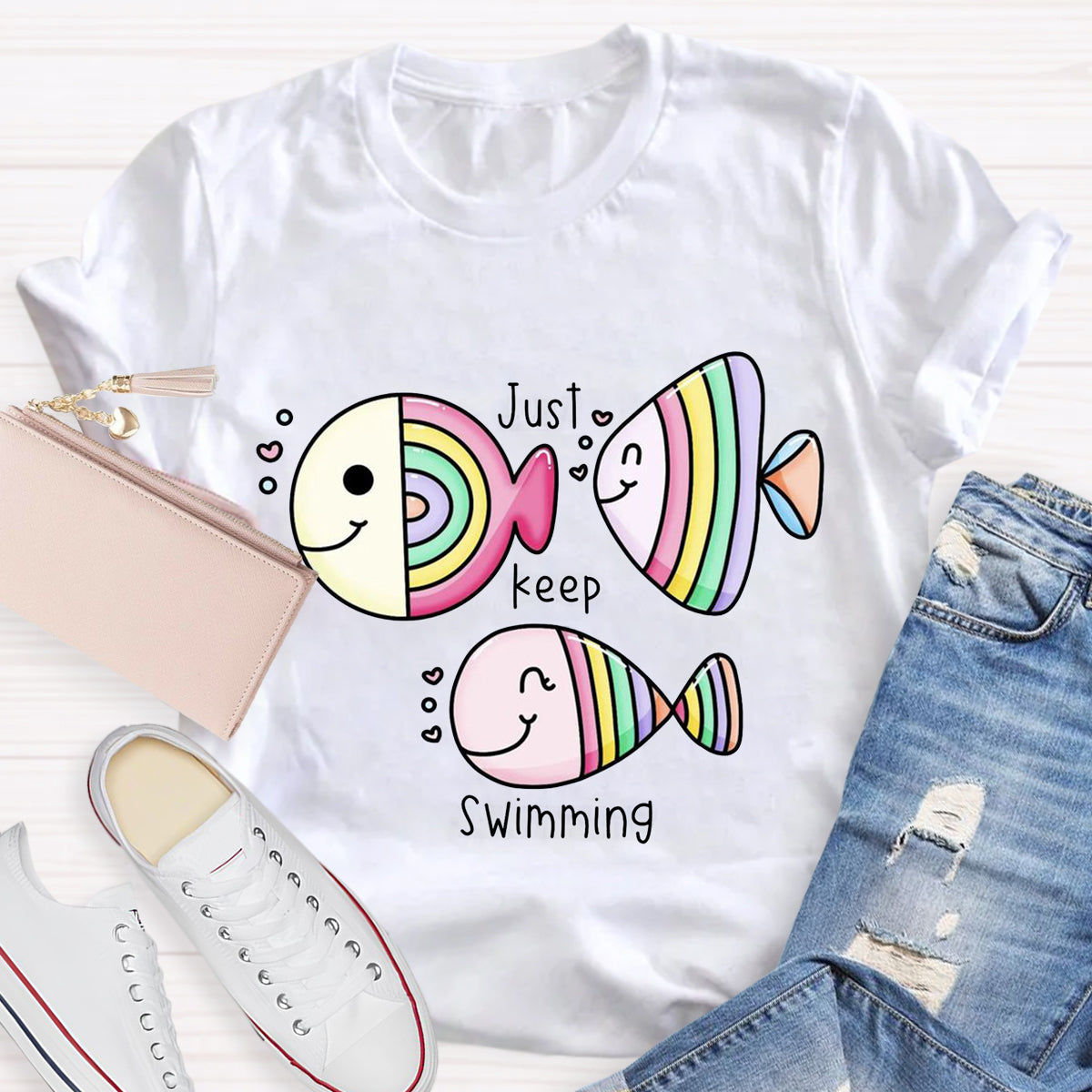 Just Keep Swimming Funny Fish T-Shirt