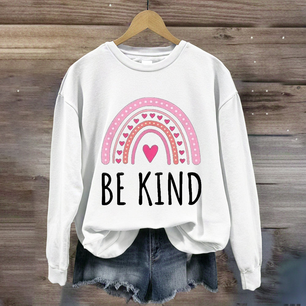 Be Kind Pink Heart Rainbow Sweatshirt