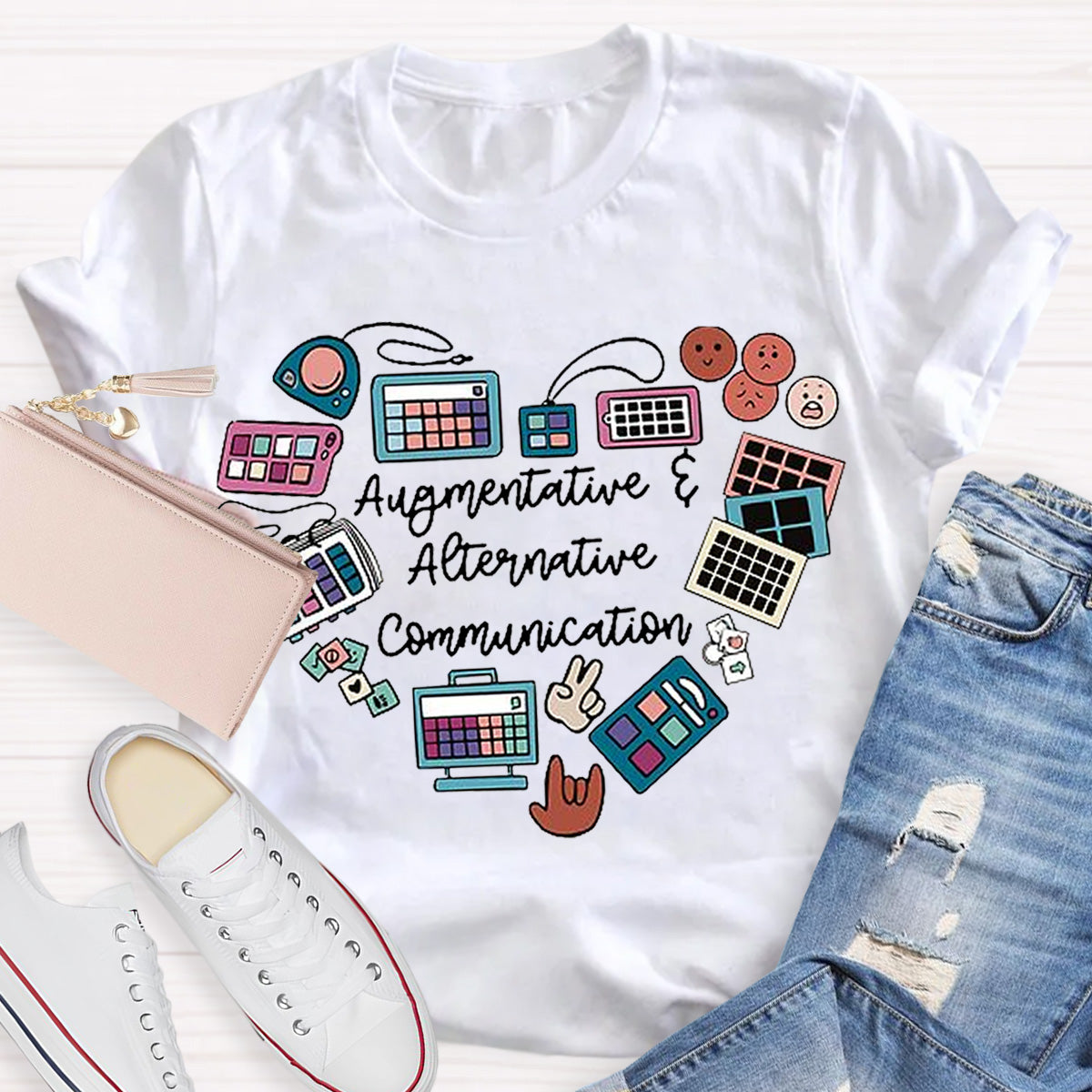 AAC Heart Design Teacher T-Shirt