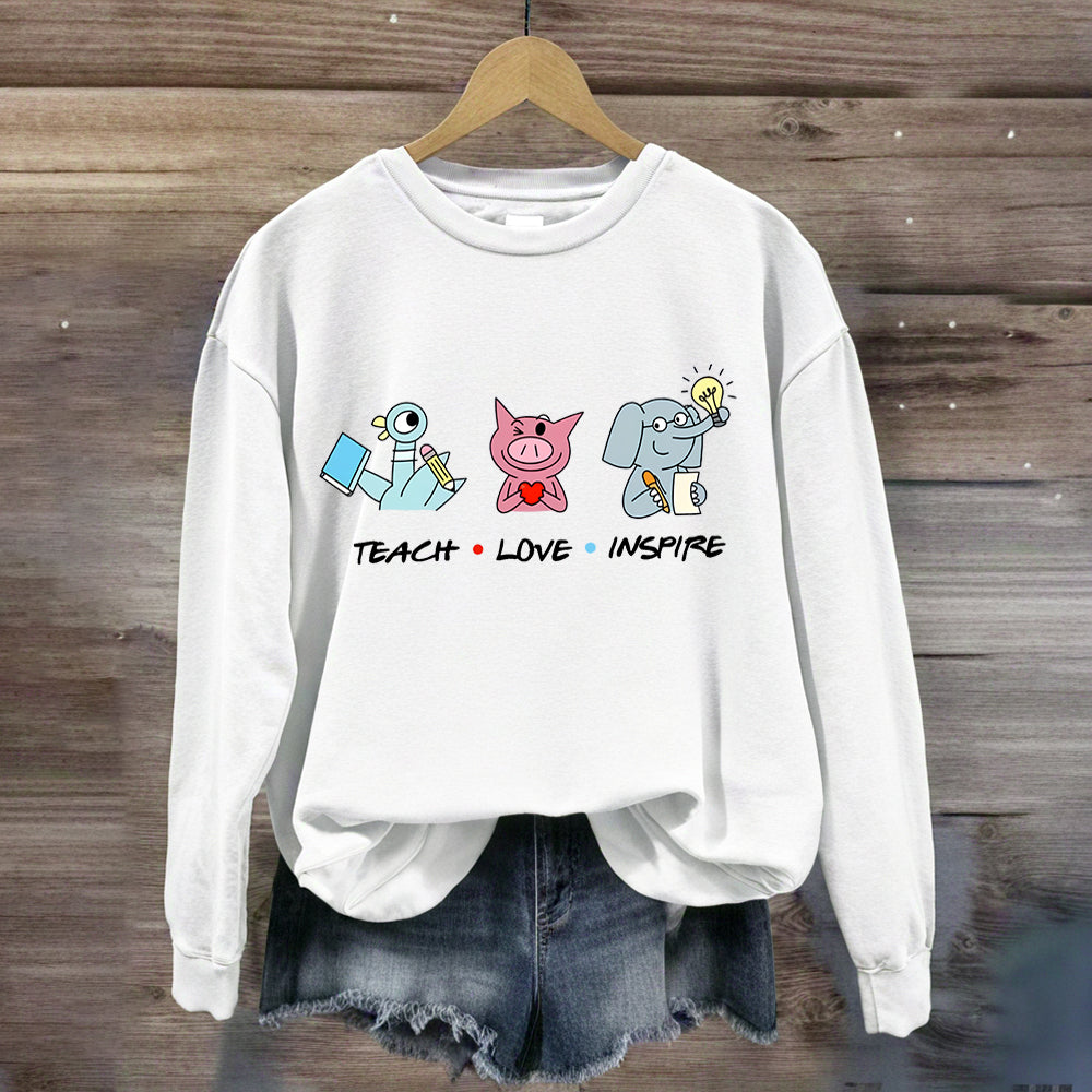 Teach Love Inspire Elephant And Piggie Sweatshirt