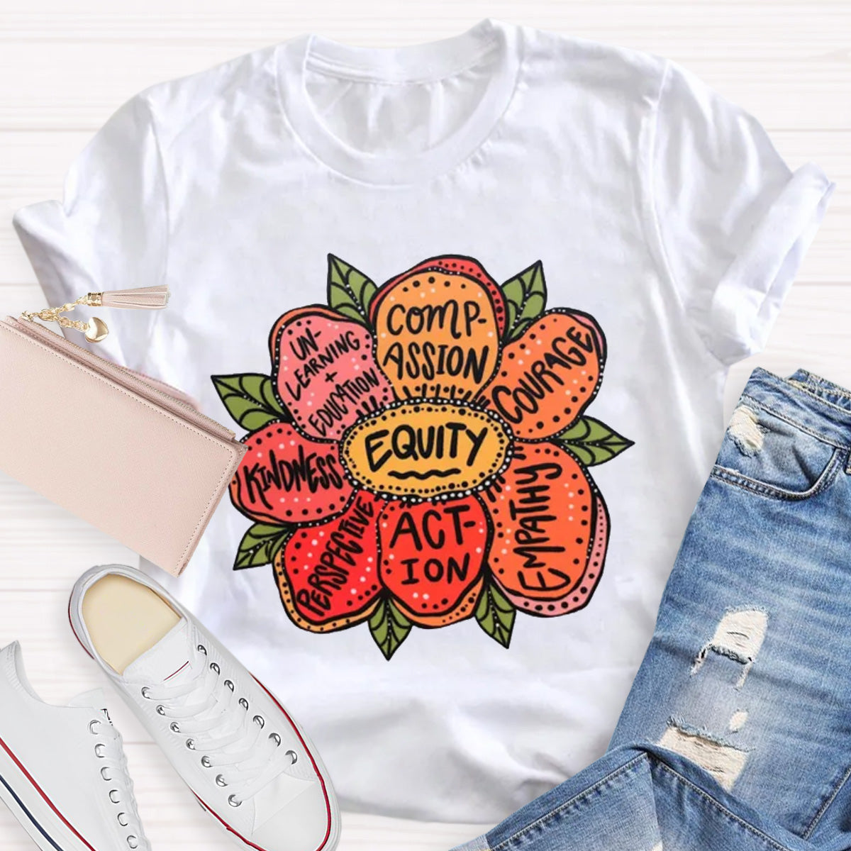 Action Kindness Equity Teacher T-Shirt