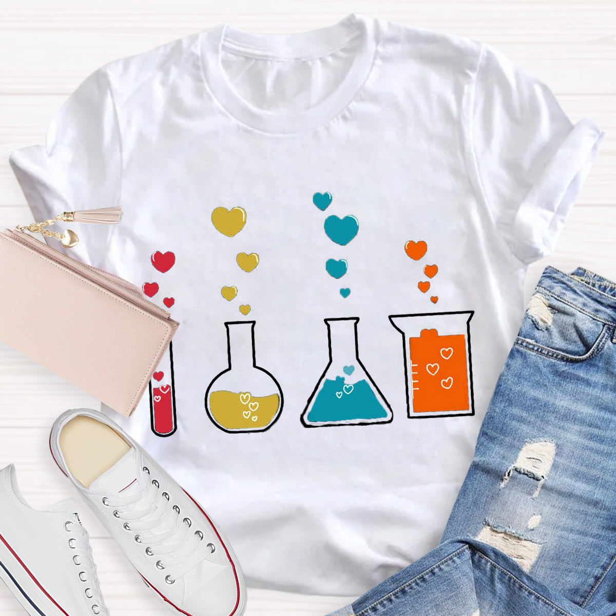 Cute Chemistry Hearts Teacher T-Shirt