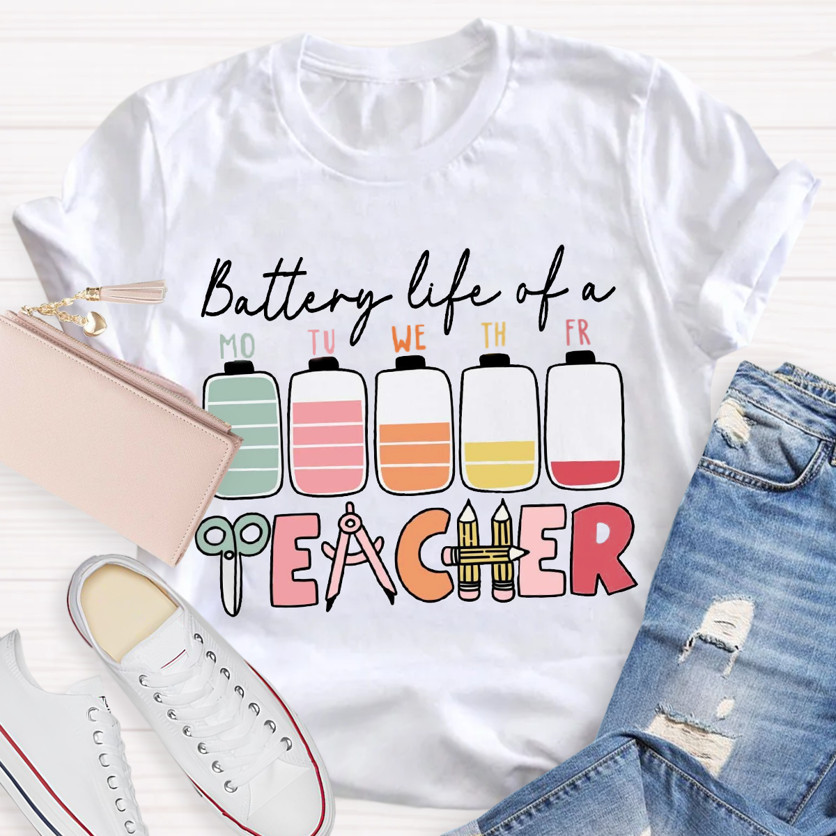 Battery Life Of A Teacher T-Shirt