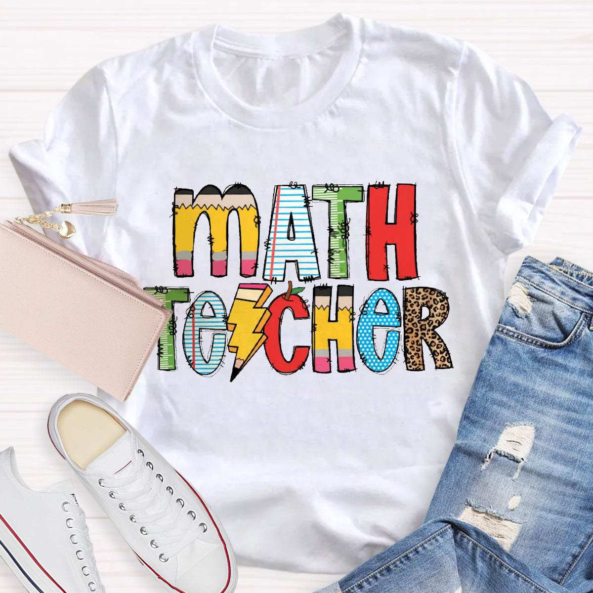 Personalized Subject Pencil Leopard T-Shirt