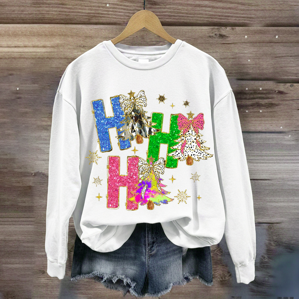 Bright Color Christmas Coquette Bow Ho ho ho  Sweatshirt