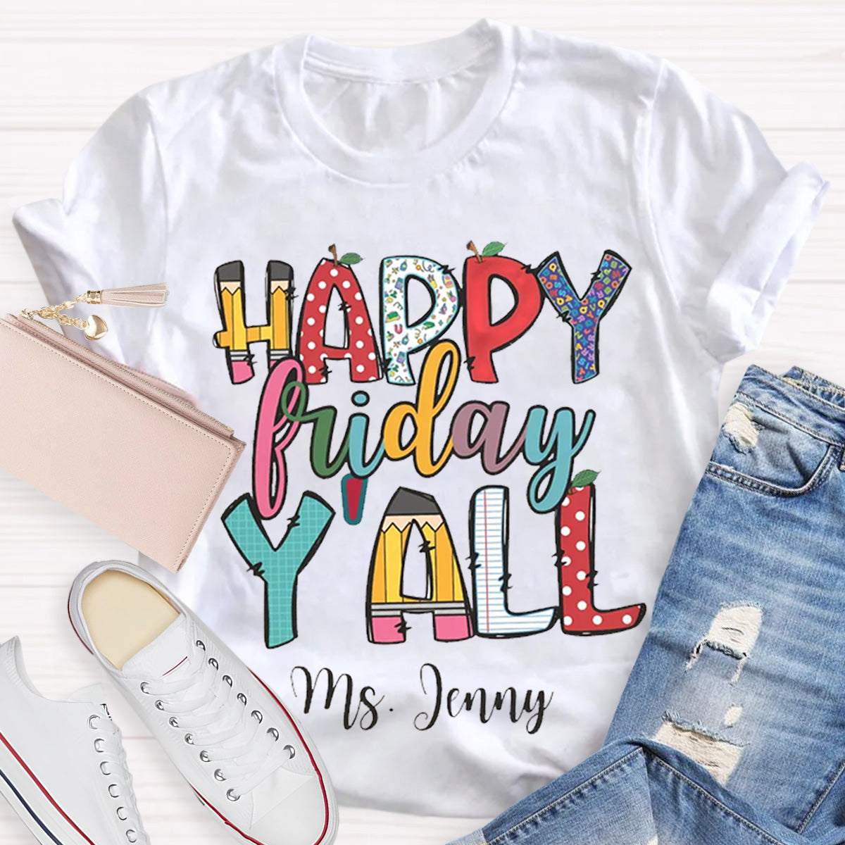 Personalized Name Happy Friday Y'all End Of Week T-Shirt