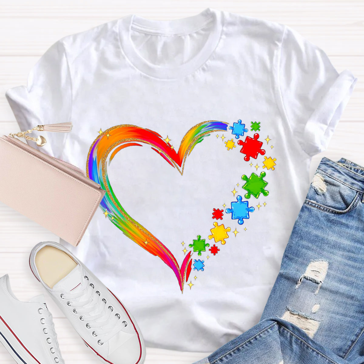 Rainbow Heart Accept Understand Love T-Shirt