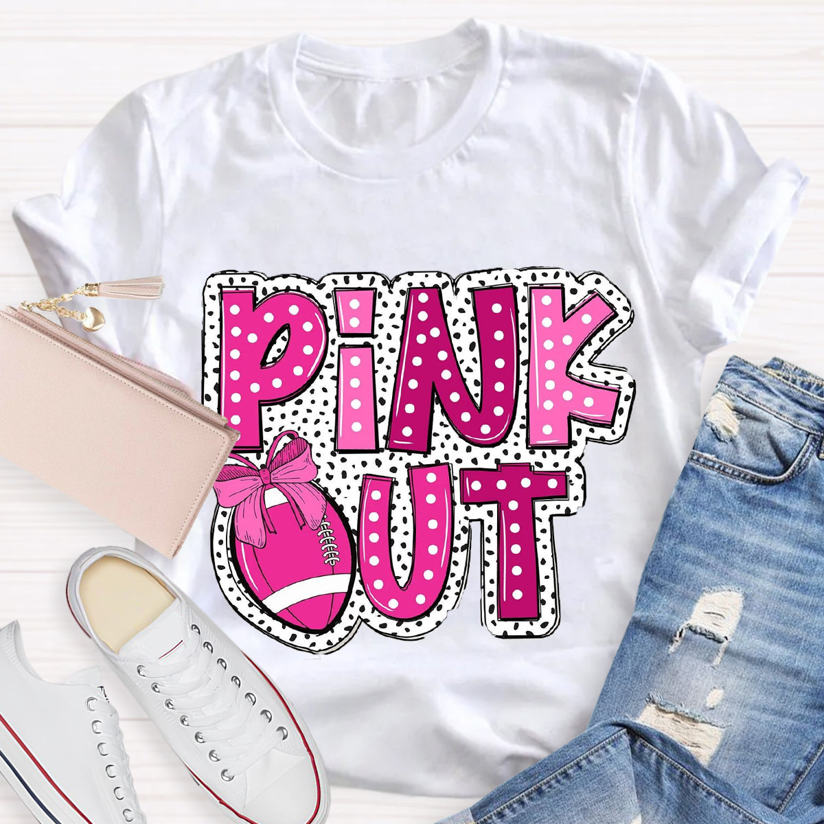 Pink Out Football  T-Shirt