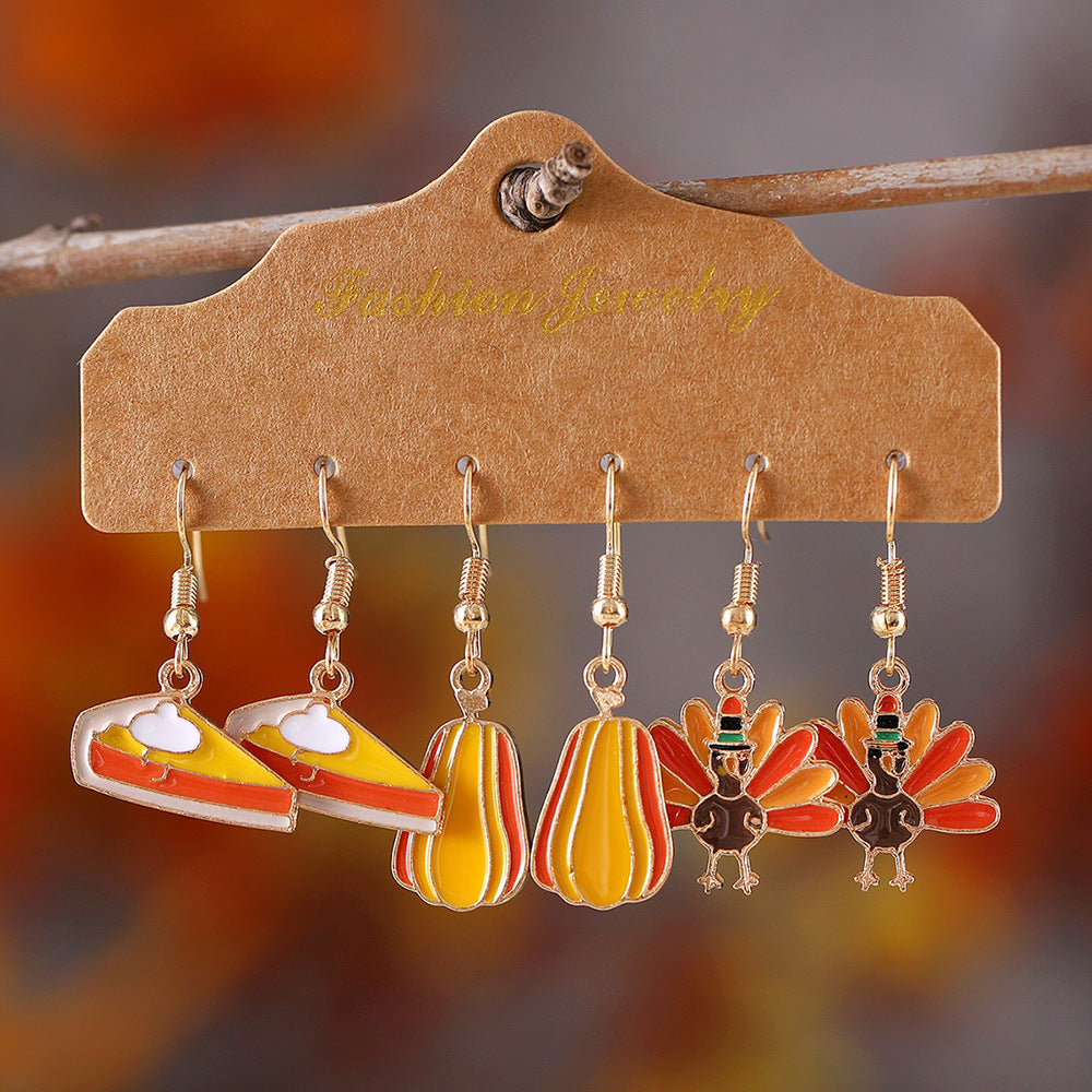 Turkey Pumpkin Earring Set