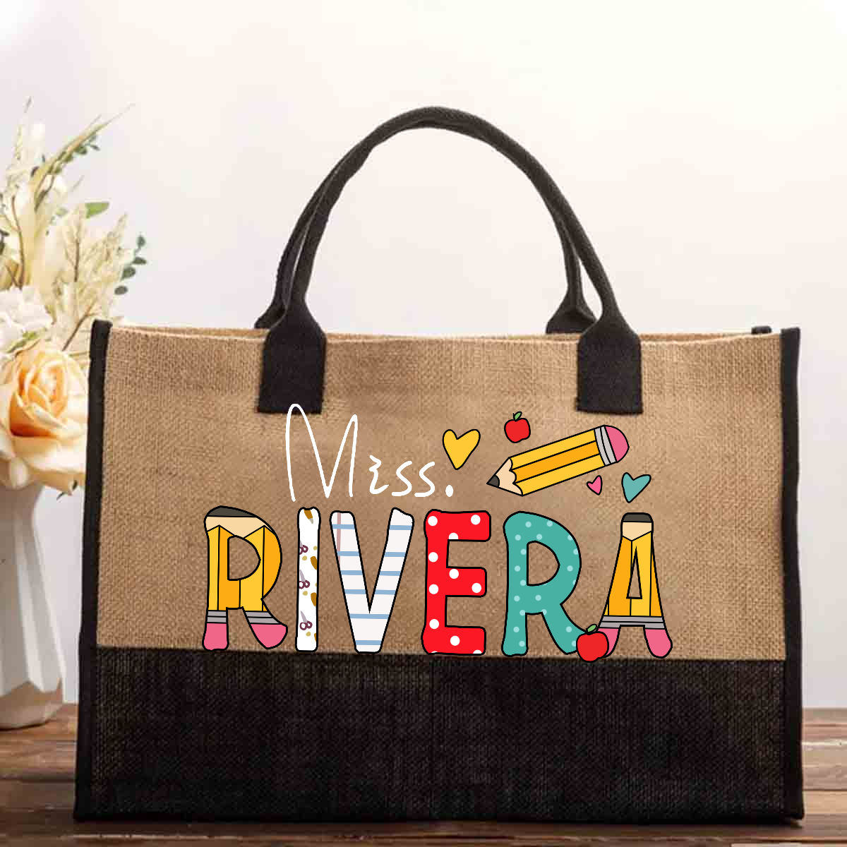 Personalized Name Art Pencil Cotton Tote Bag