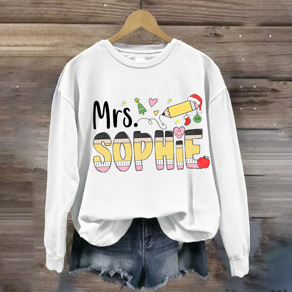 Personalized Name Pencil Christmas Tree Sweatshirt