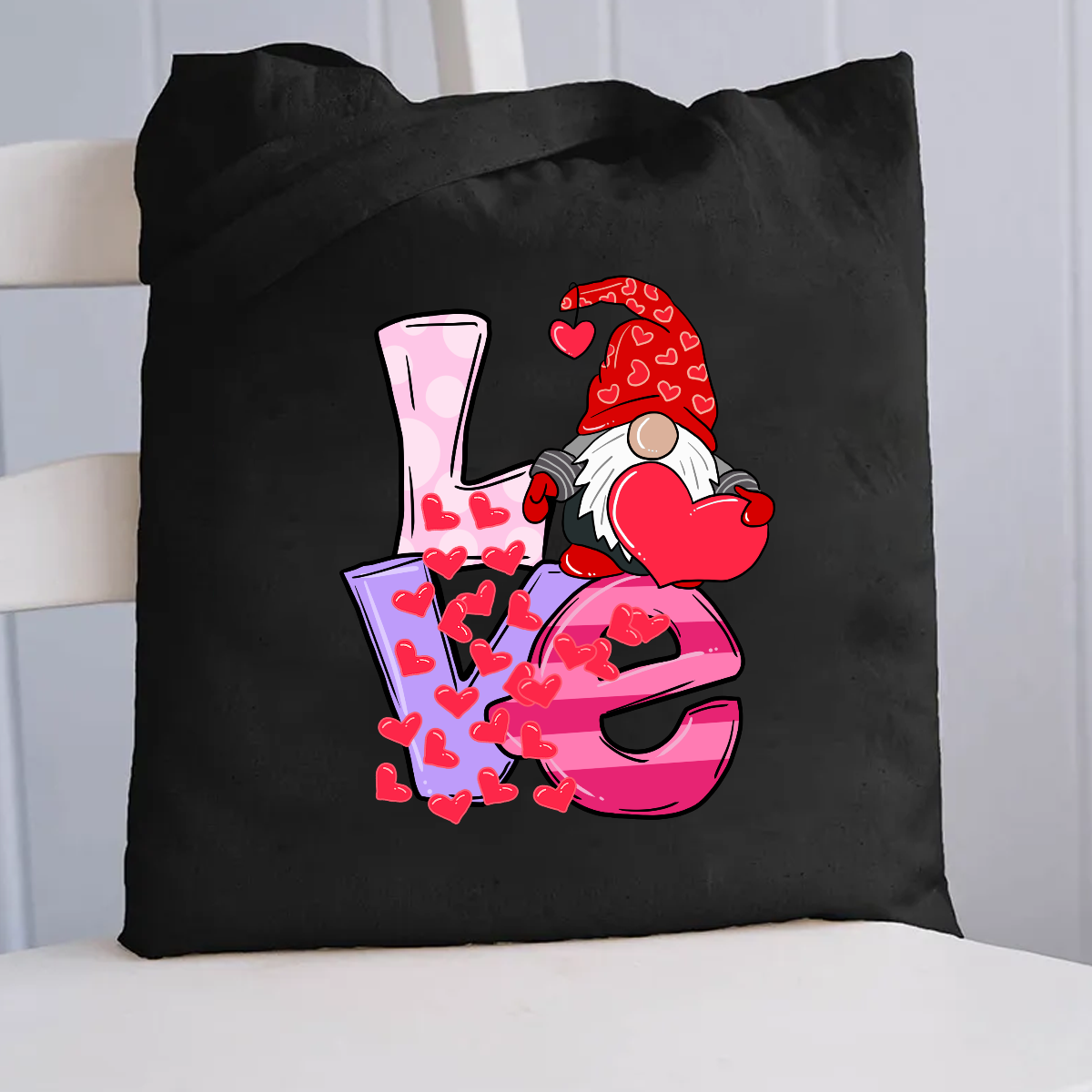 Love Gnome Hearts Canvas Tote Bag