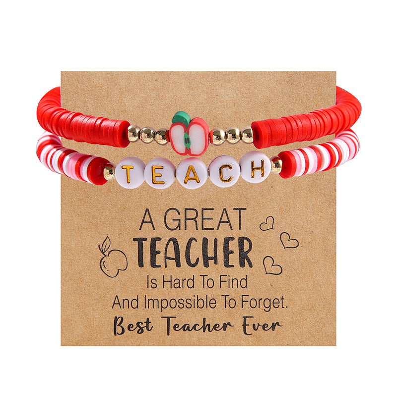 Colorful Apple Charm Bracelet