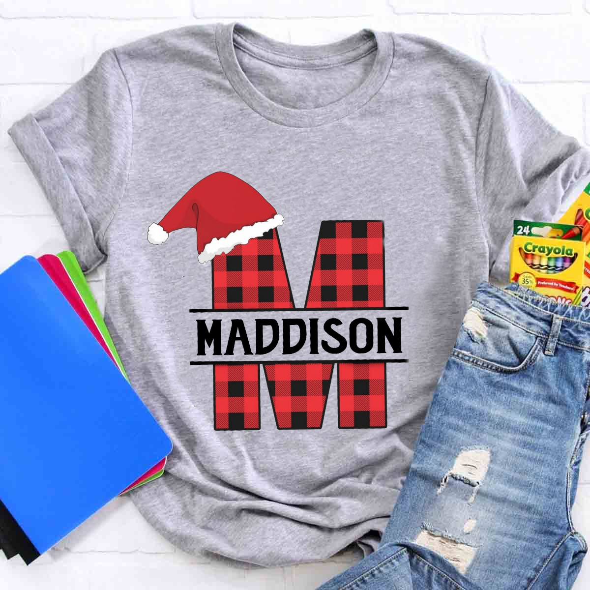 Personalized Name Plaid Christmas Name T-Shirt