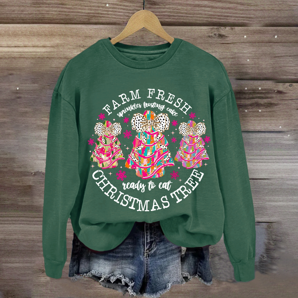 Farm Fresh Christmas Tree Spirals Frosting Cake Ready To Eat Sweatshirt