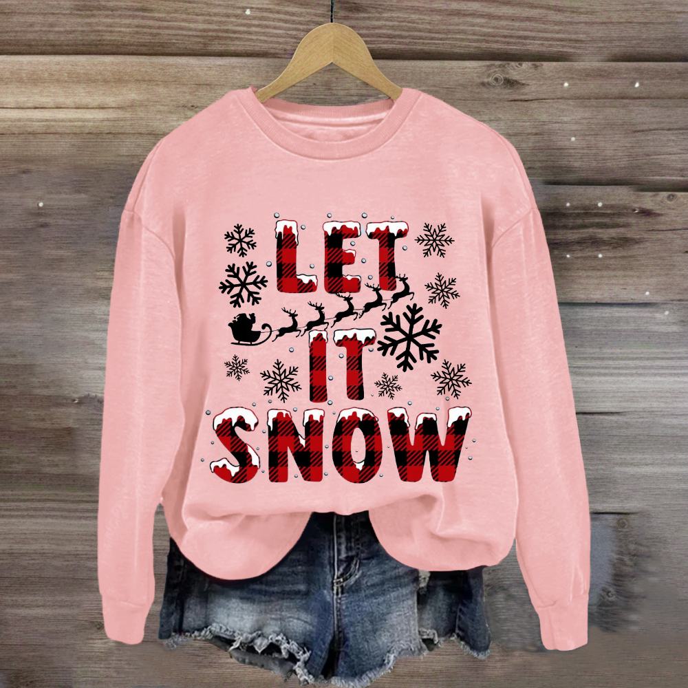 Let It Snow Red Plaid Sweatshirt