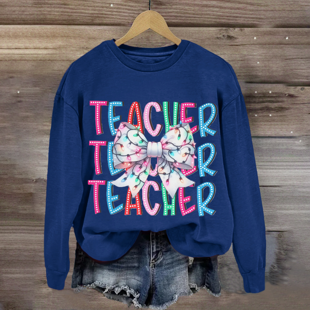 Christams Teacher Bow Sweatshirt