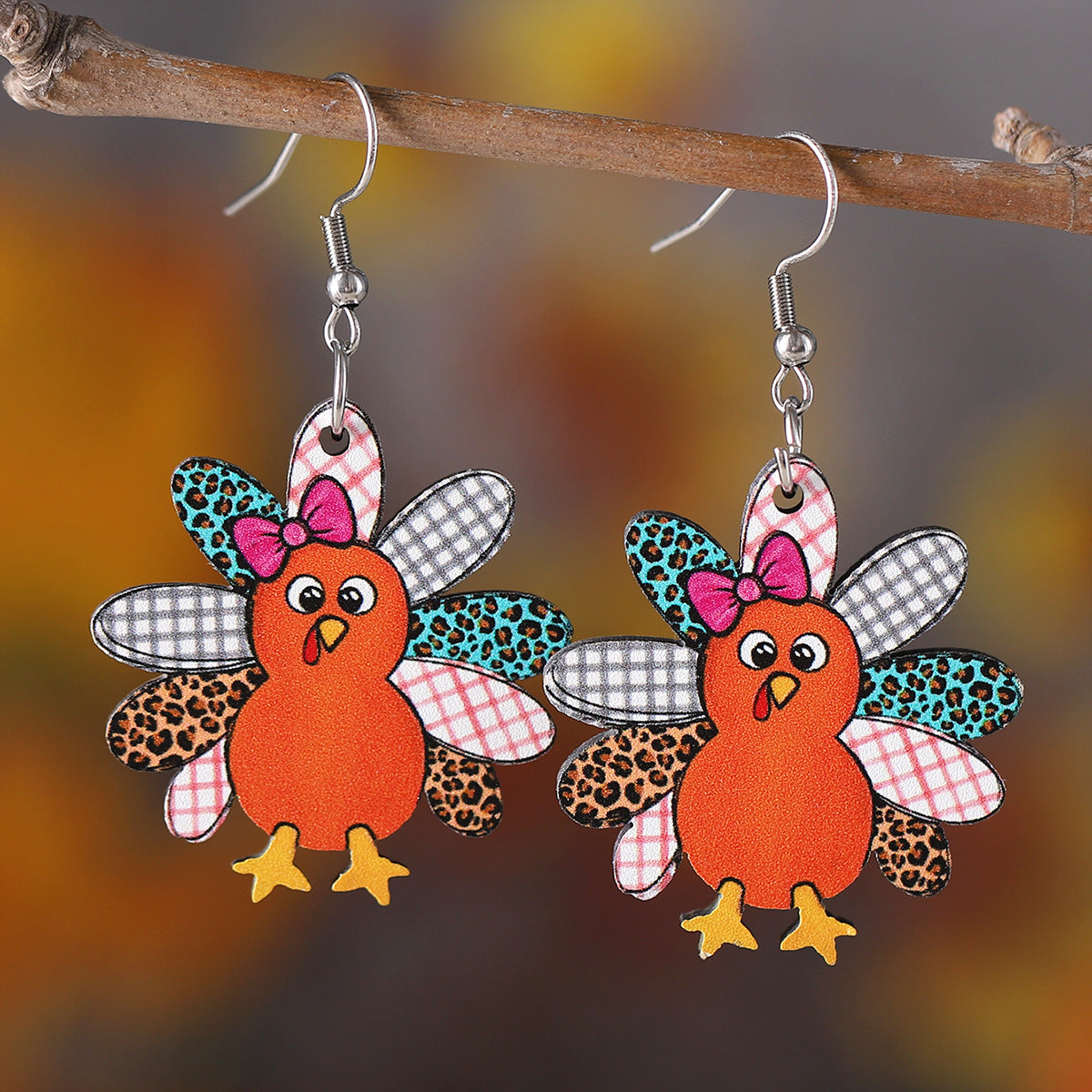 Harvest Cute Turkey Water Drop Hollow Pendant