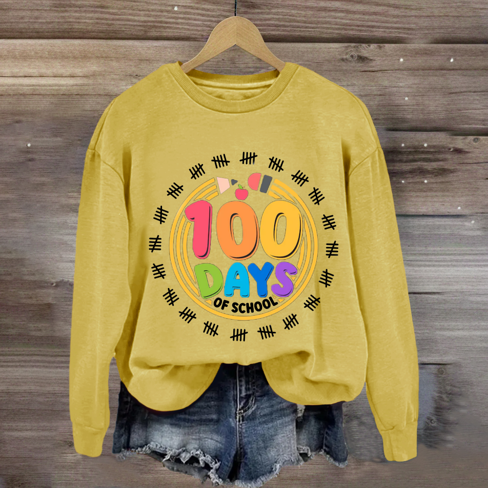 100 Days Of School Pencil Circle Sweatshirt