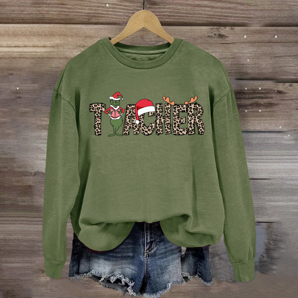 Christmas Leopard Teacher Sweatshirt