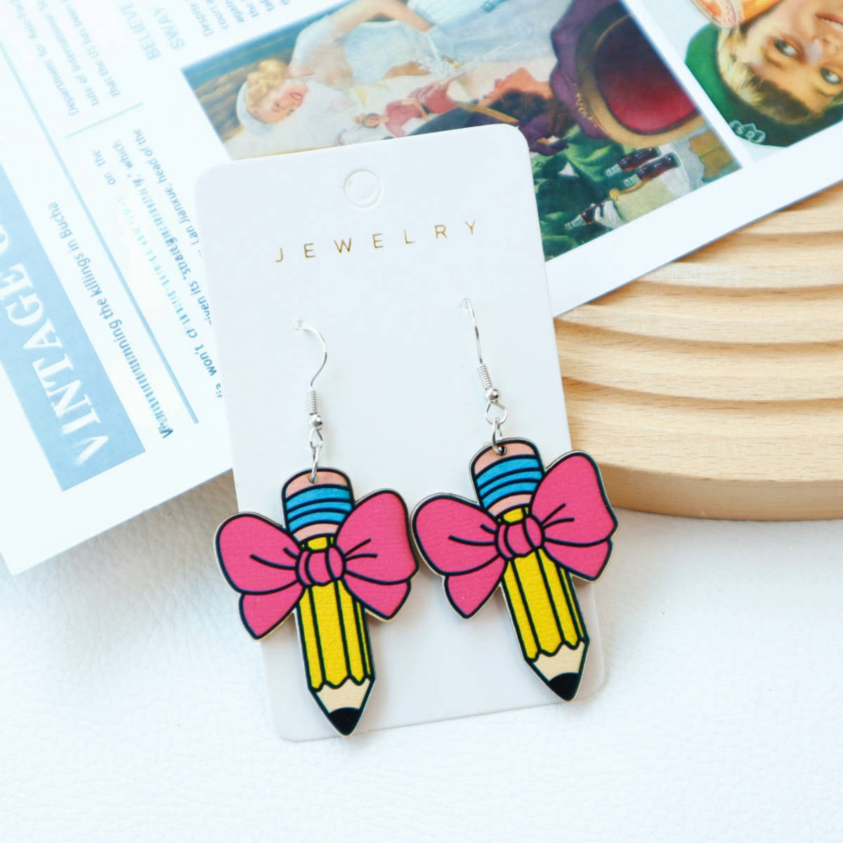 Bowknot Pencil Cute Earrings