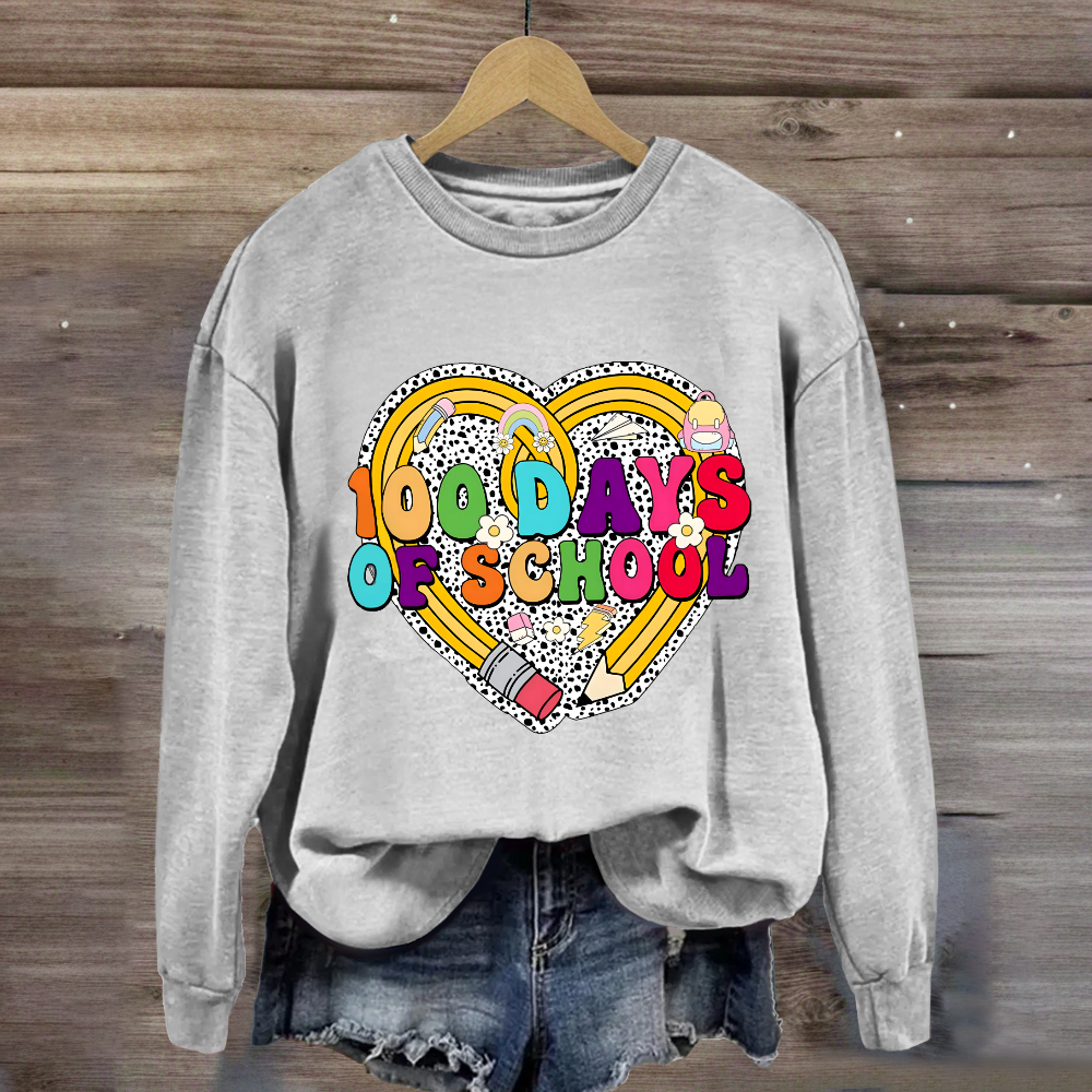 Happy 100 Days Of School Pencil Heart Sweatshirt