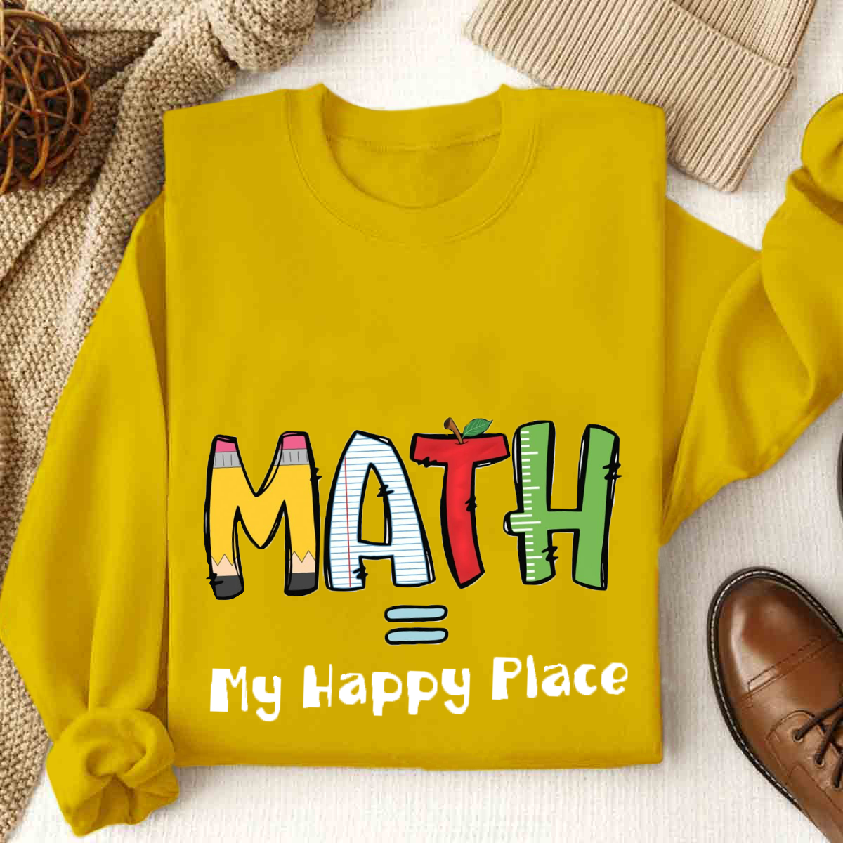 Math Is My Happy Place Cute Math Teacher Sweatshirt