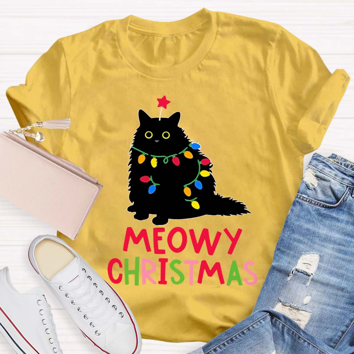 Meowy Christmas Teacher T-Shirt