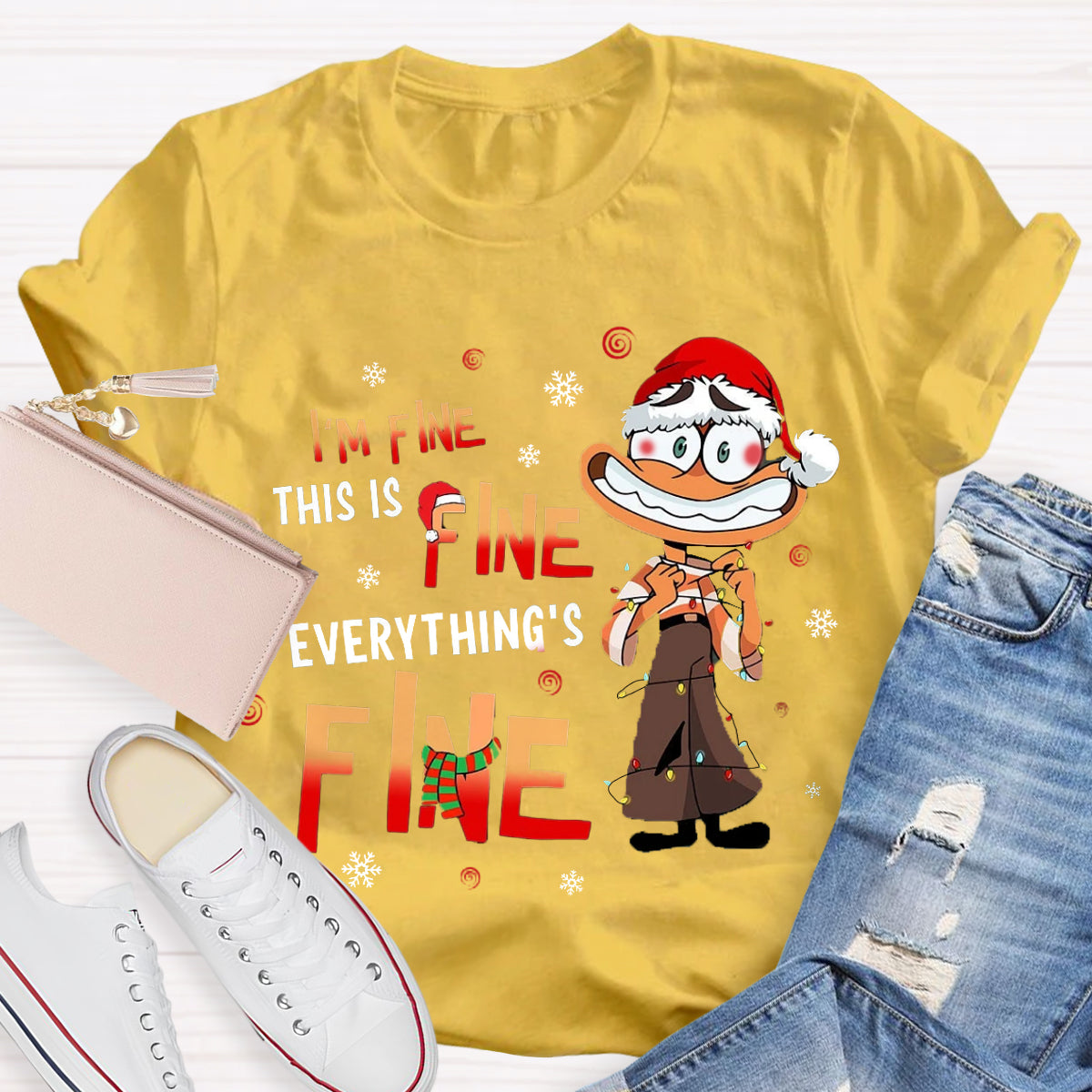 I'm Fine Everything Is Fine Christmas  Emotions T-Shirt