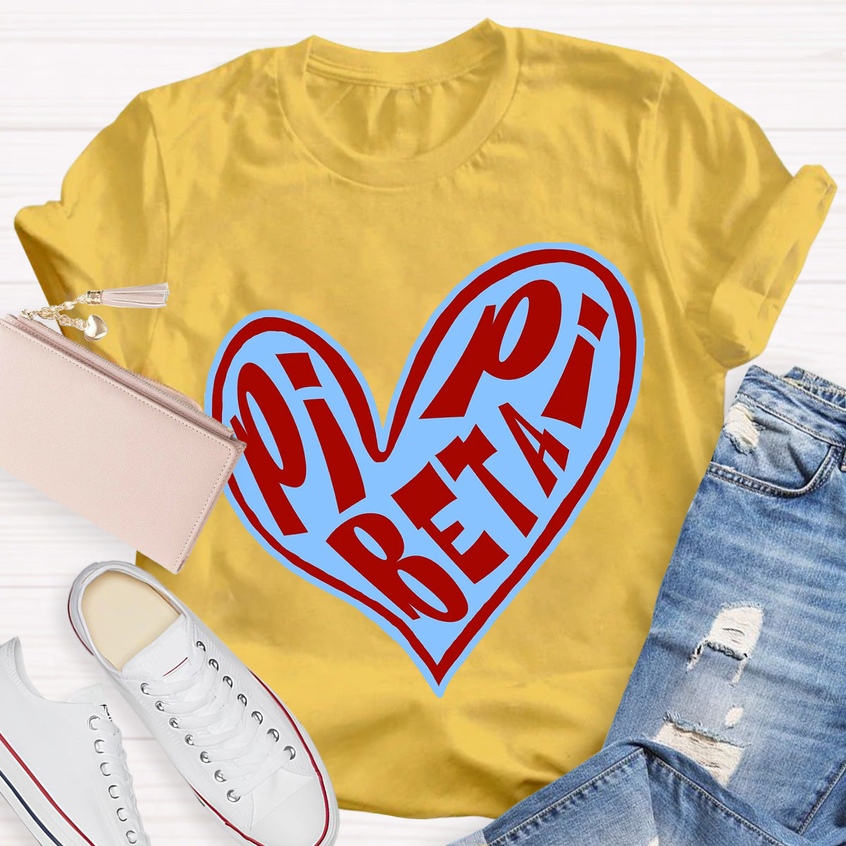 Pi Beta Pi Funky Heart Teacher T-Shirt