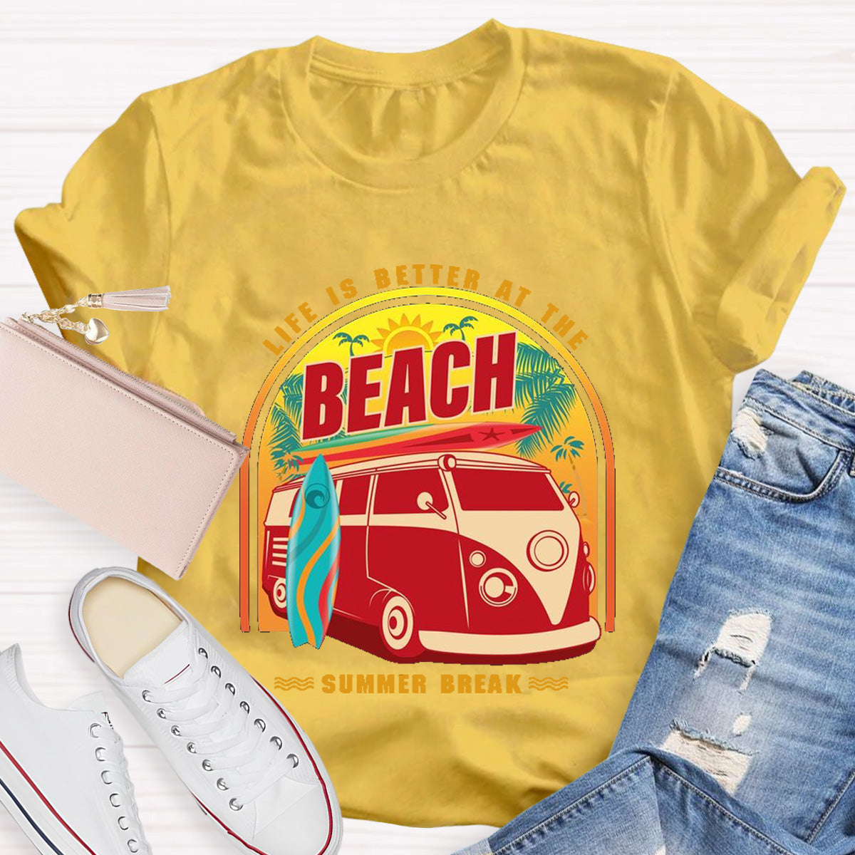 Life Is Better At The Beach Teacher T-Shirt