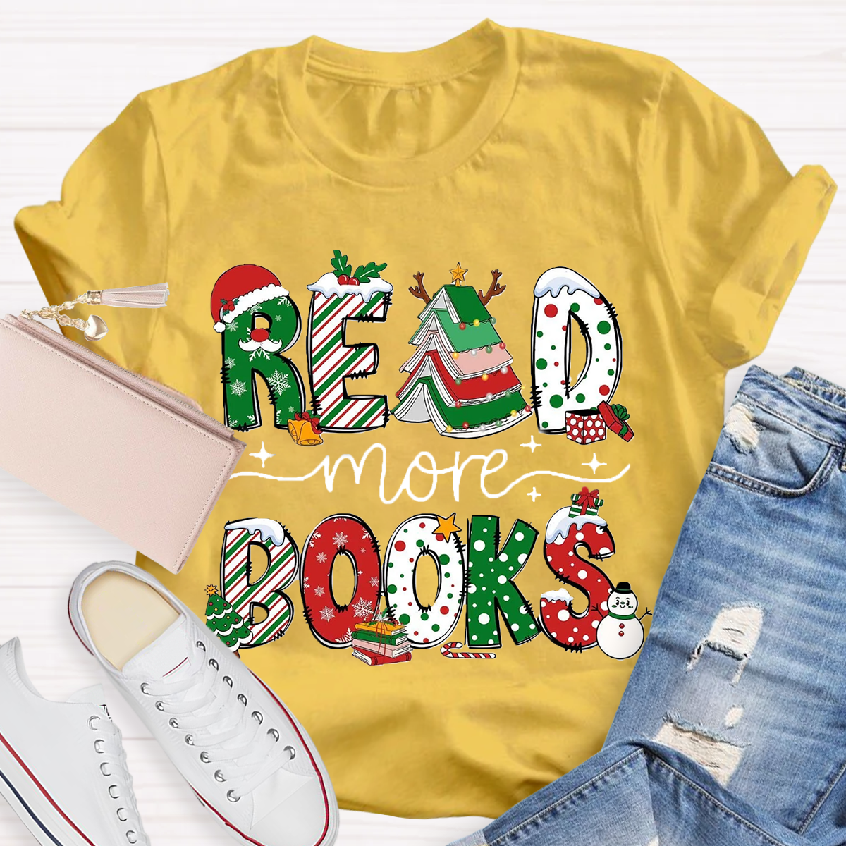 Read More Books Christmas Teacher T-Shirt