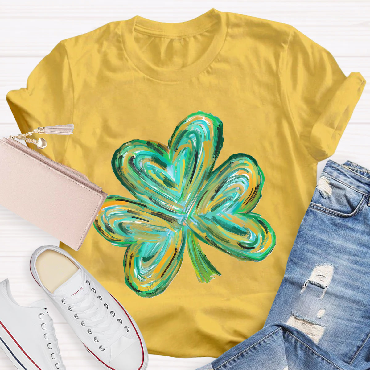 Colorful Clover St Patrick's Day Teacher T-Shirt