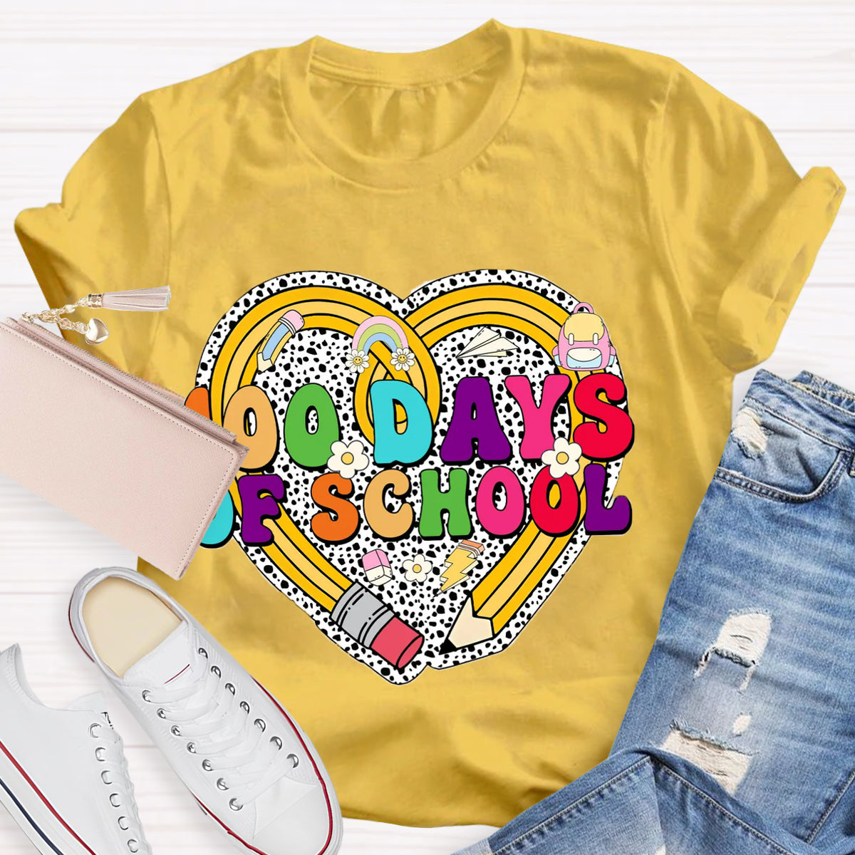 Happy 100 Days Of School Heart T-Shirt