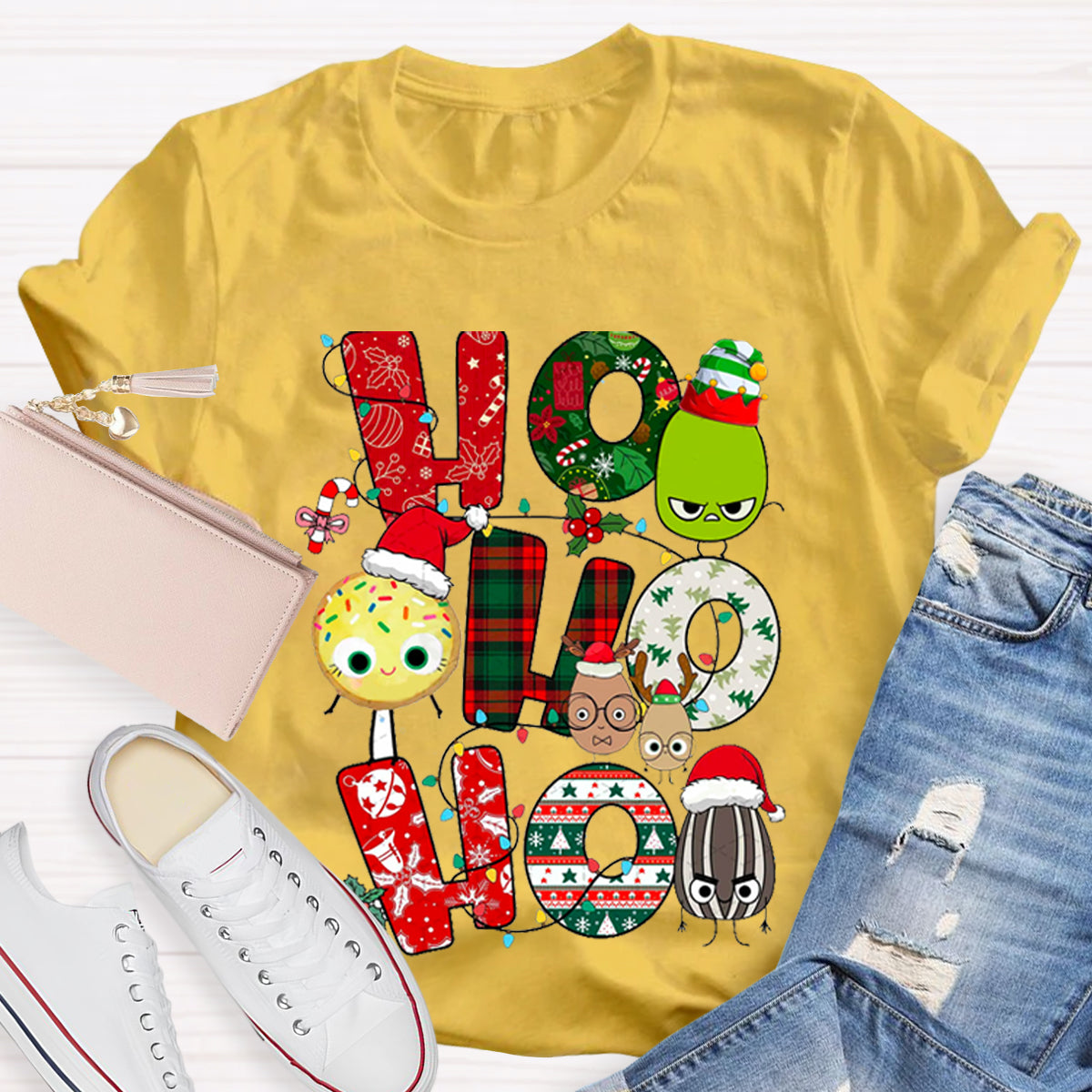 Children's Books Characters Ho Ho Ho Christmas Teacher T-Shirt