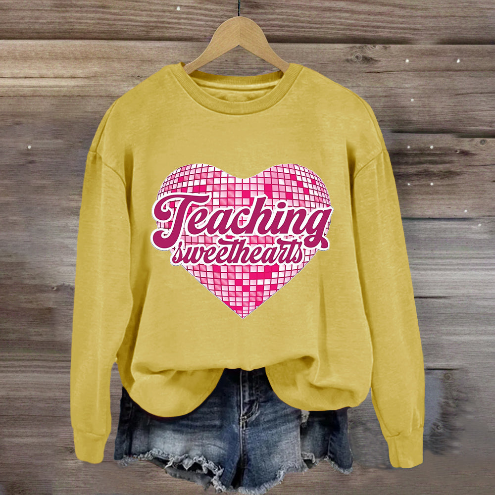 Teaching Sweethearts Pink Plaid Heart Sweatshirt