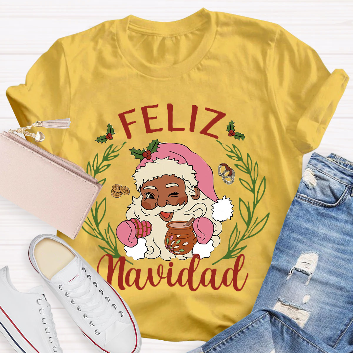 Feliz Navidad Santa Claus Spanish Teacher T-Shirt