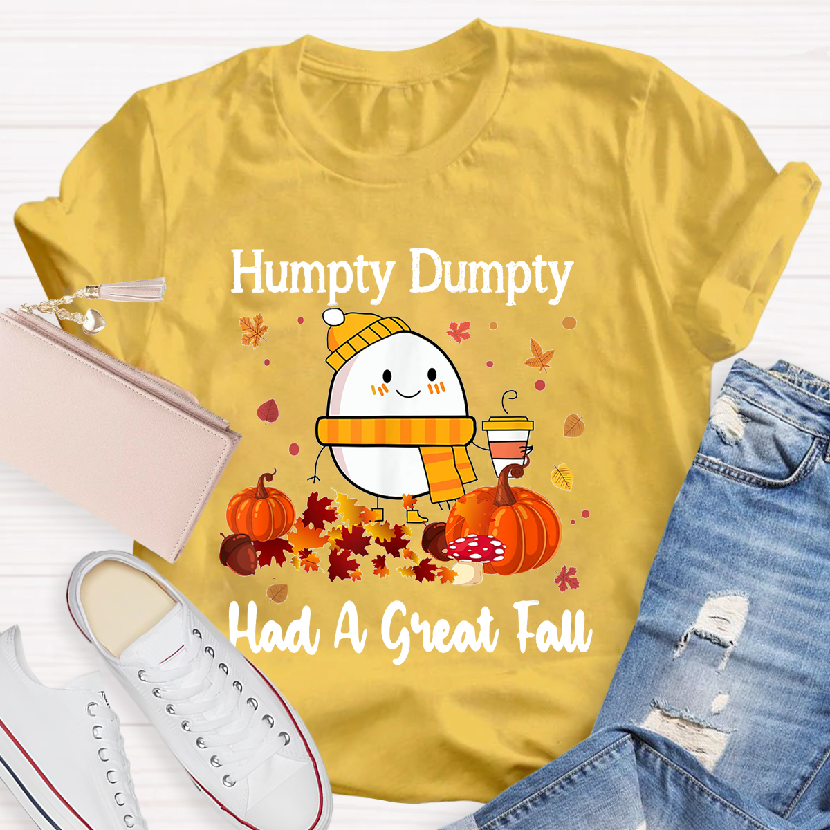 Humpty Happy Autumn Happy Fall Pumpkin T-Shirt