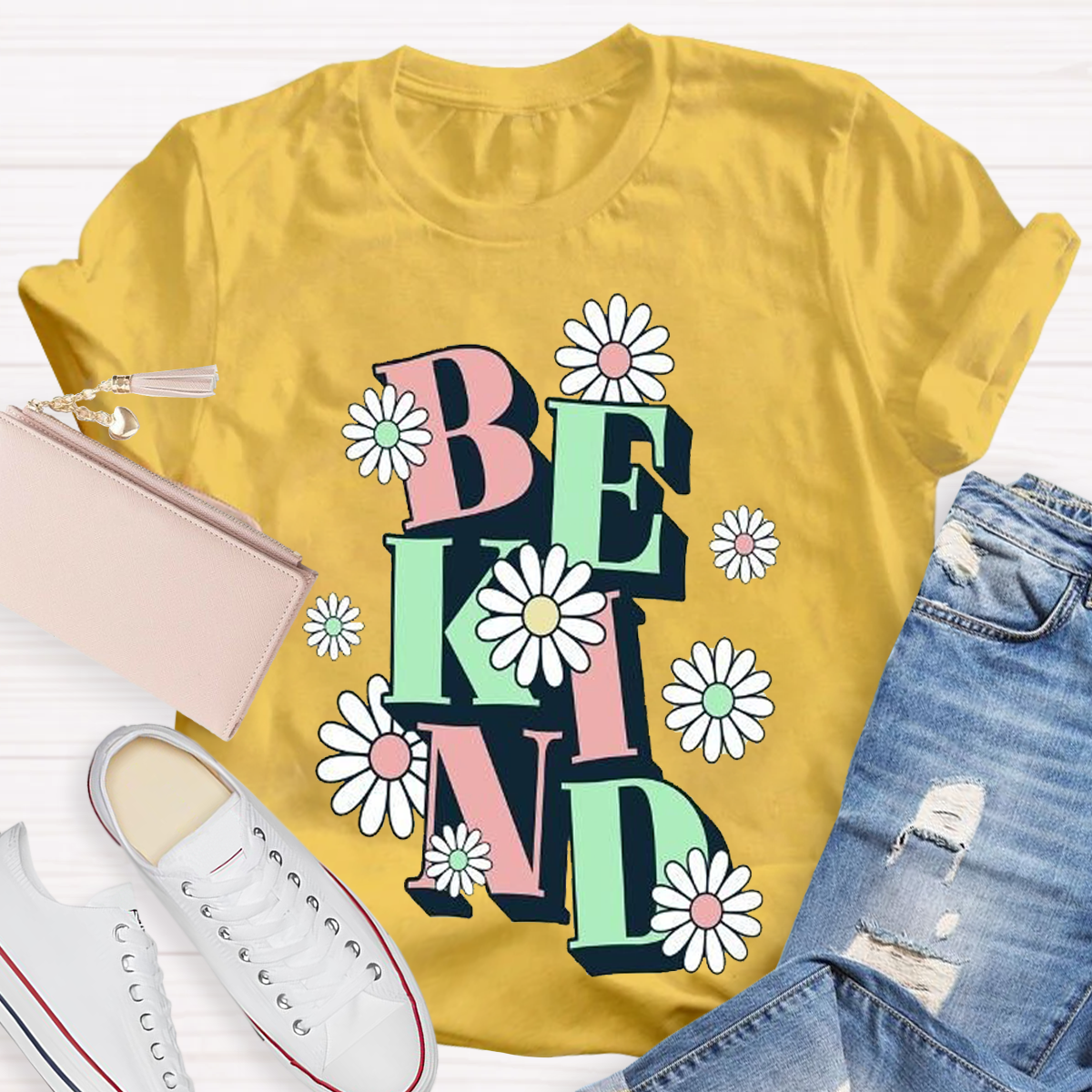 Be Kind Flower Design Teacher T-Shirt