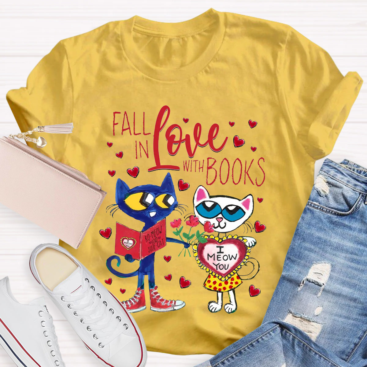 Fall In Love With Book Teacher T-Shirt