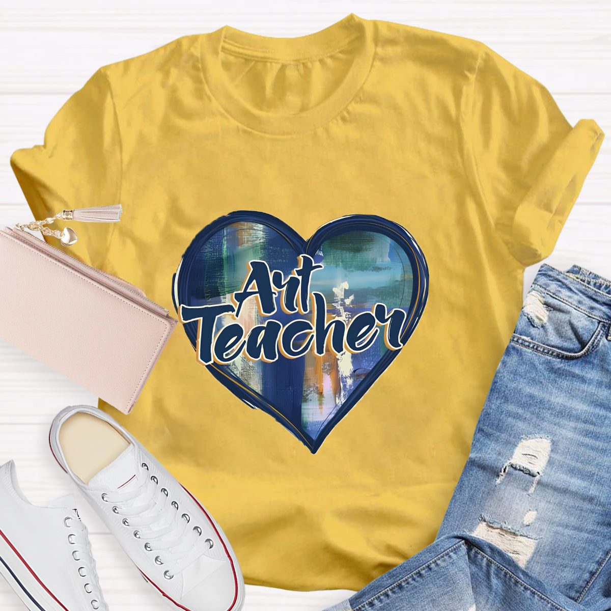 Printing Art Teacher Heart T-Shirt