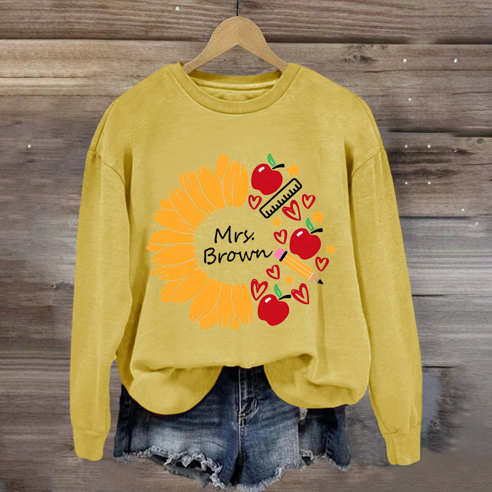 Personalized Name Sunflower Teacher Life Sweatshirt