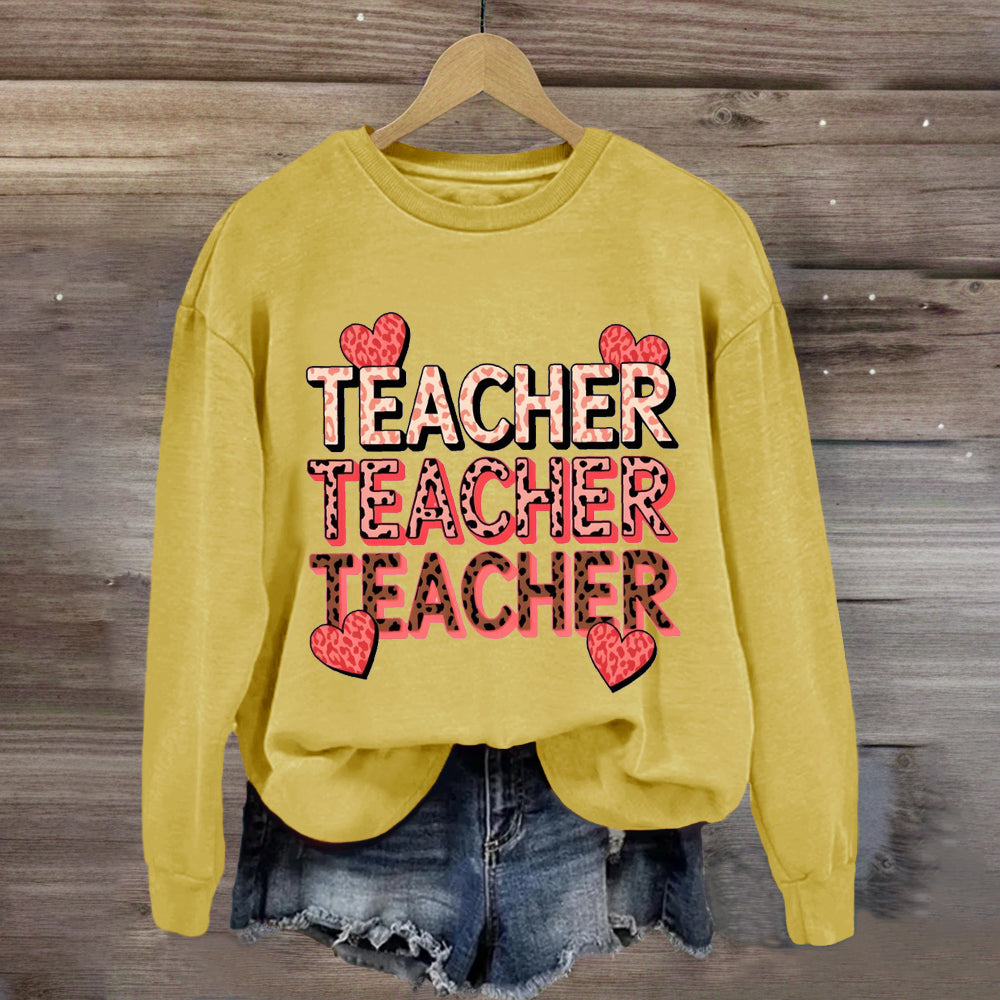 Valentine's Day Pink Heart Teacher Sweatshirt