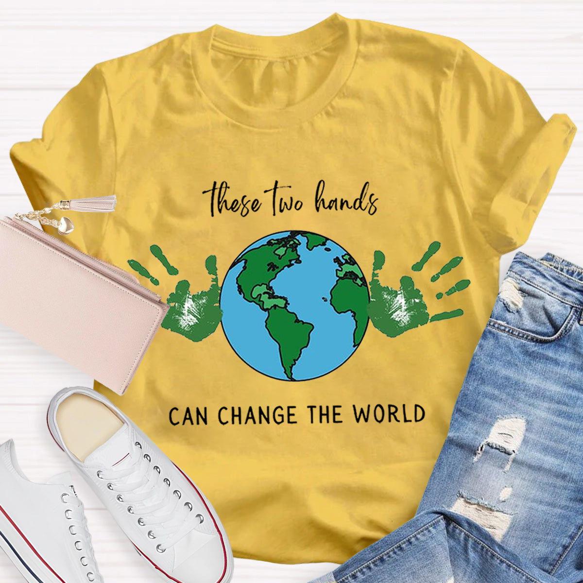 Earth Day Handprint Teacher T-Shirt