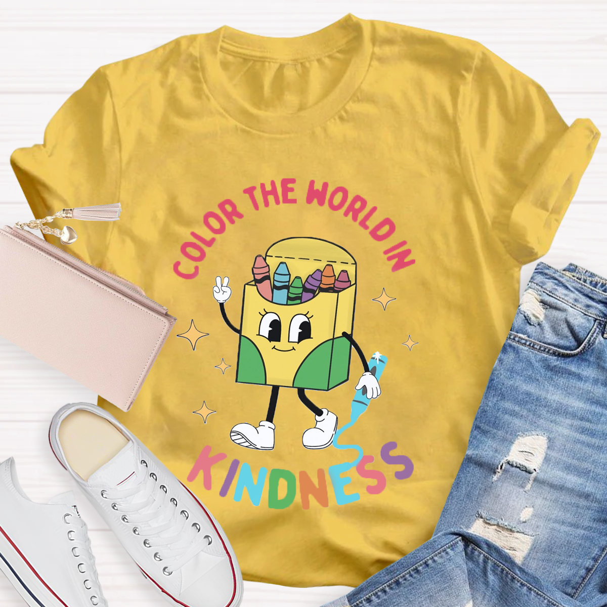 Color the World in Kindness Teacher T-Shirt